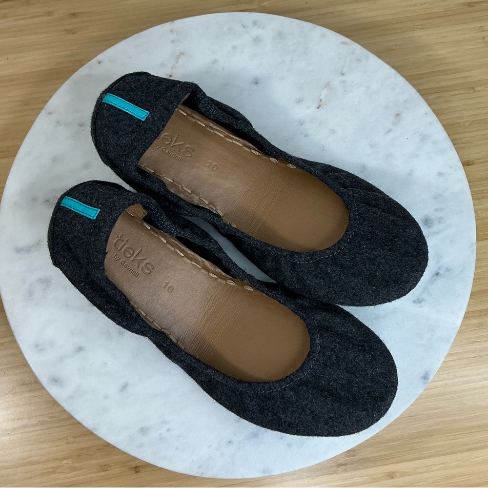 Tieks Size 10 Greystone Vegan Wool Charcoal Gray Foldable Flat Women’s - Picture 2 of 11